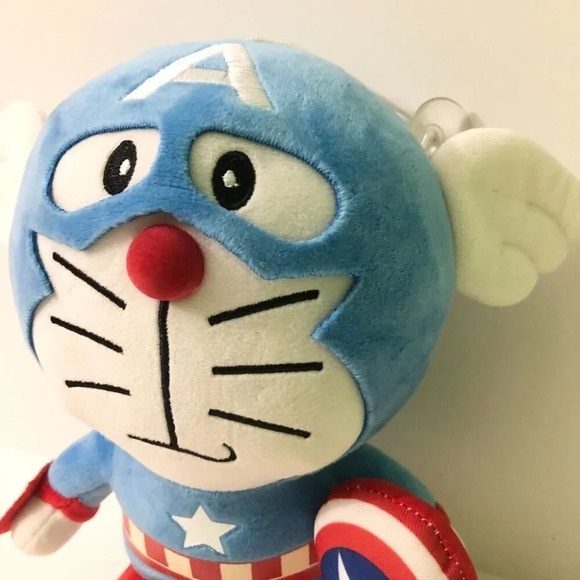 Doraemon Captain America Plush Window Cling  10 Inch Tall Stuffed Toy - Picture 11 of 13
